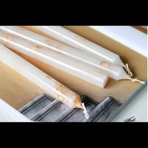 Gold Foil 8 Taper Candles - NEVER USED